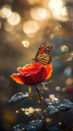 Download Stunning Red Rose Butterfly Photo for Android