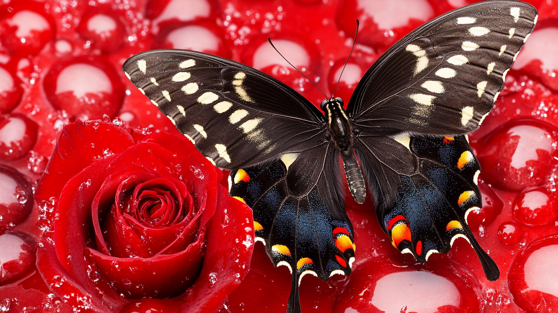 Red Rose with Butterfly - Free HD Wallpaper Download