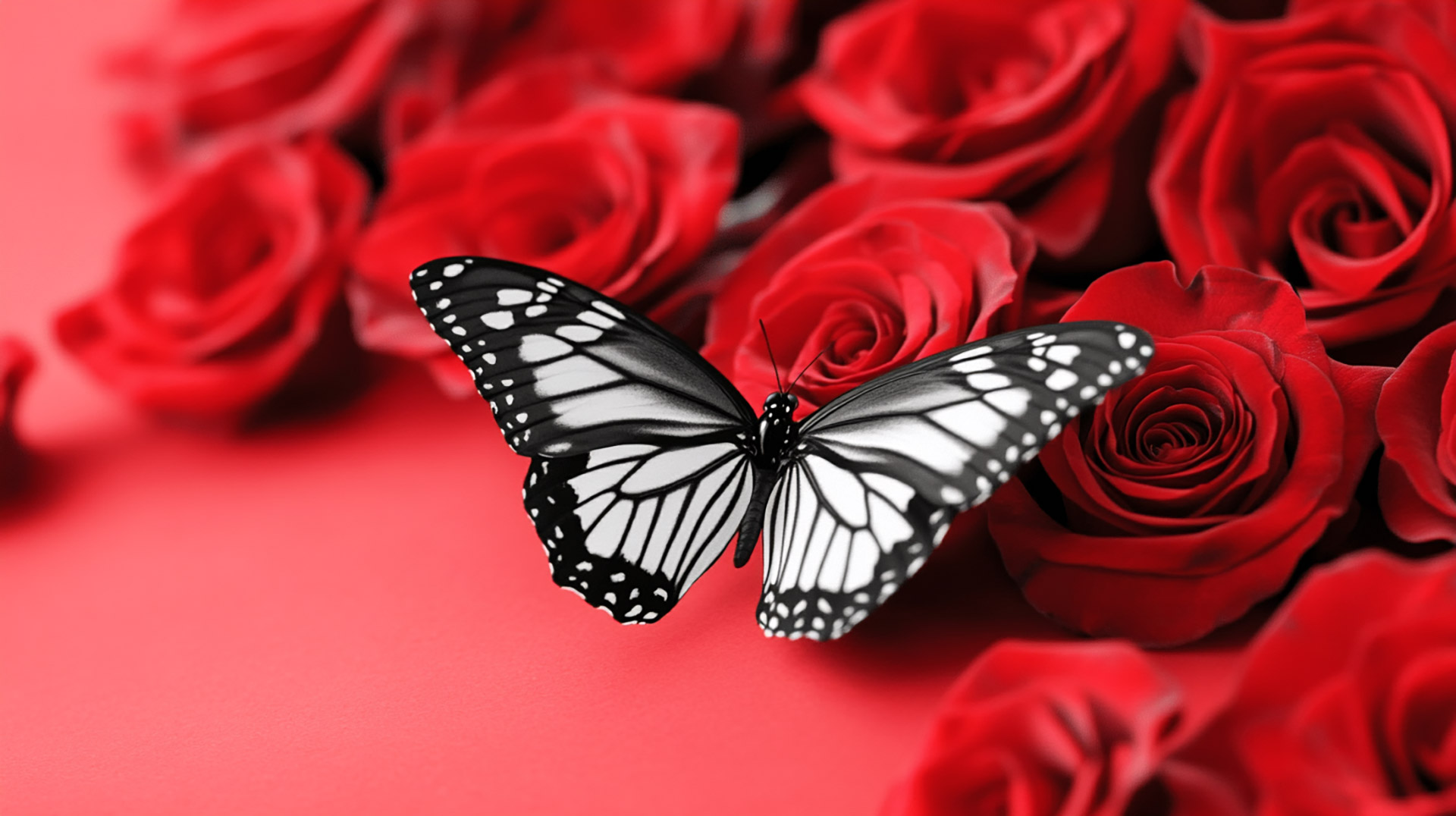 Ultra HD Red Rose with Butterfly Desktop Background