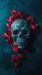 Stunning HD Skull and Flowers Mobile Wallpaper Download