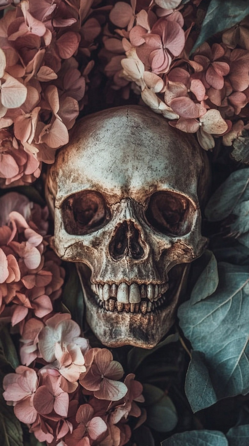 Vibrant Skull and Floral Backgrounds for iPhone