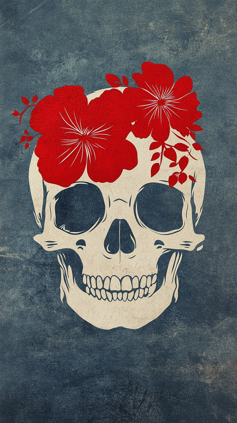 Digital Skull and Flowers Photo for Android Users