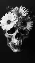 Colorful Floral Skulls: Unique Mobile Wallpaper Design