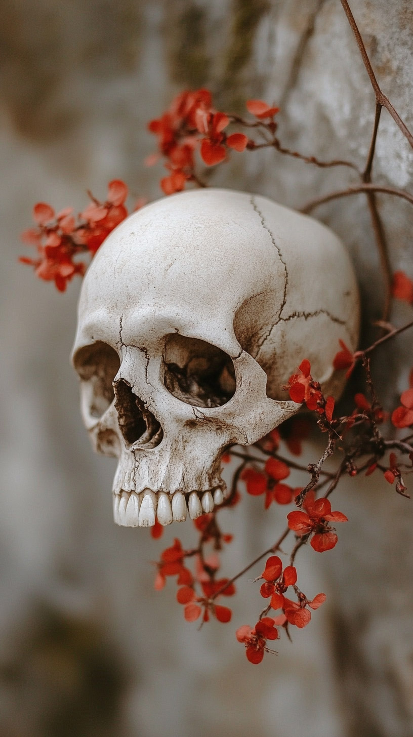 Creative Skull and Flowers HD Wallpaper for Android