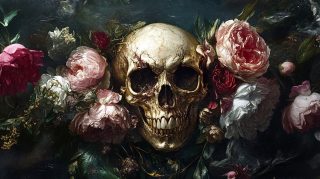 High-Quality Skull and Flowers HD Digital Images