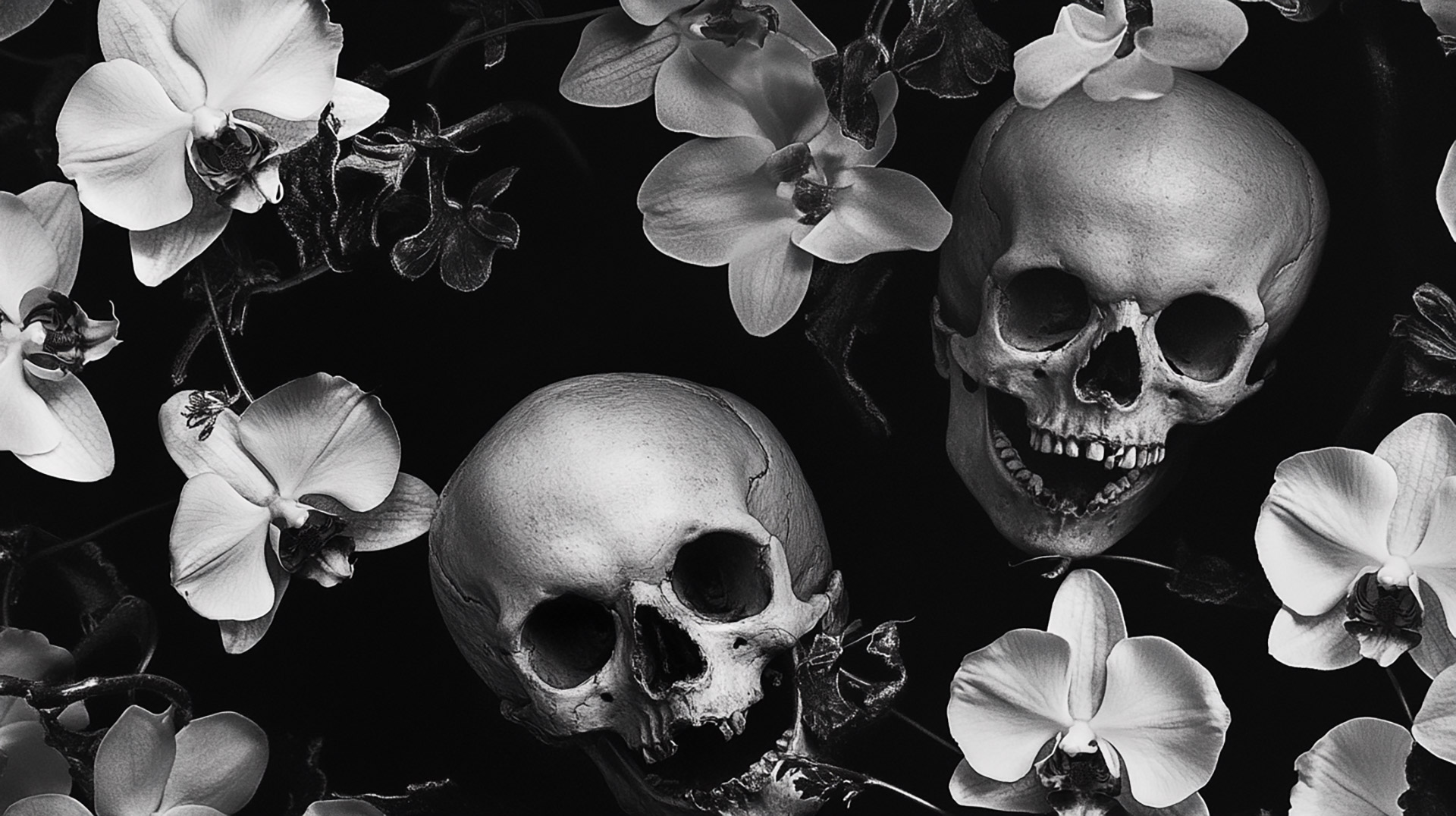 Beautiful Skull and Flowers Free Wallpaper Collection