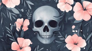 Download Ultra HD Skull and Flowers Wallpaper for PC