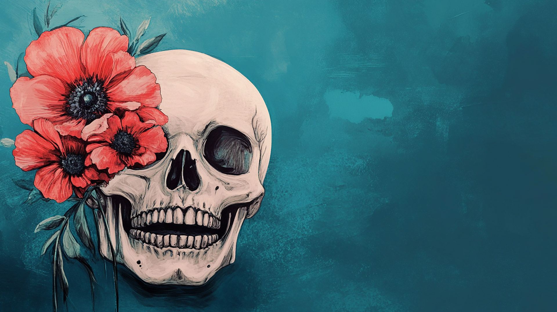 Floral Skull Design: Free Wallpaper for Your Desktop