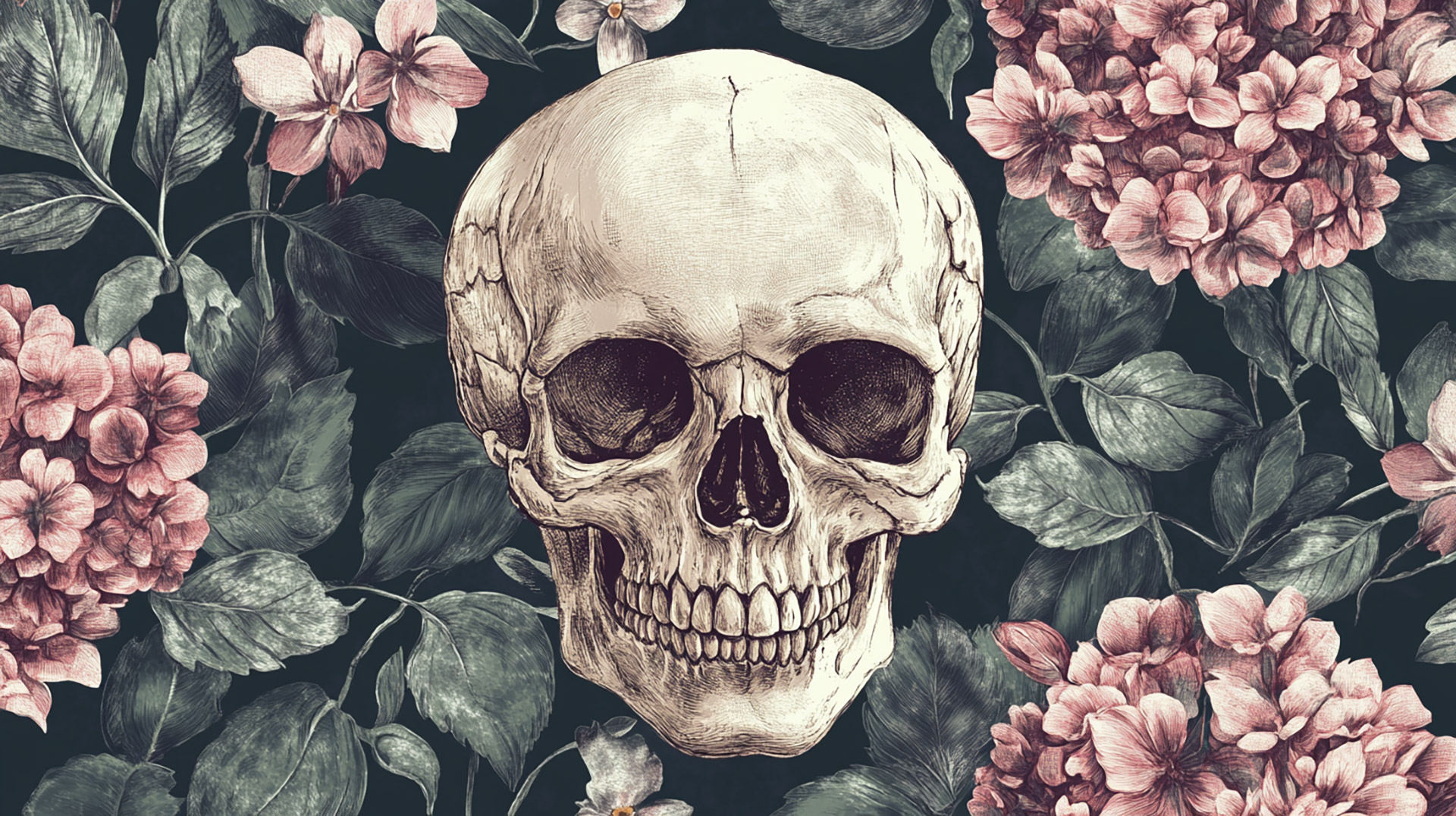 8K Skull and Flowers Pc Wallpapers to Download