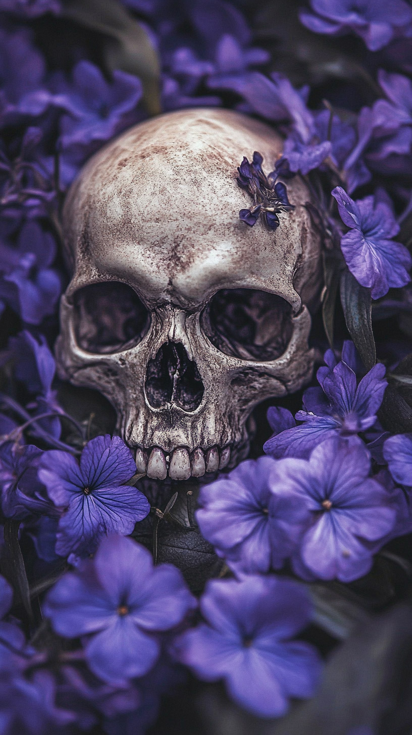 Stunning Purple Skull Background for Android Phones