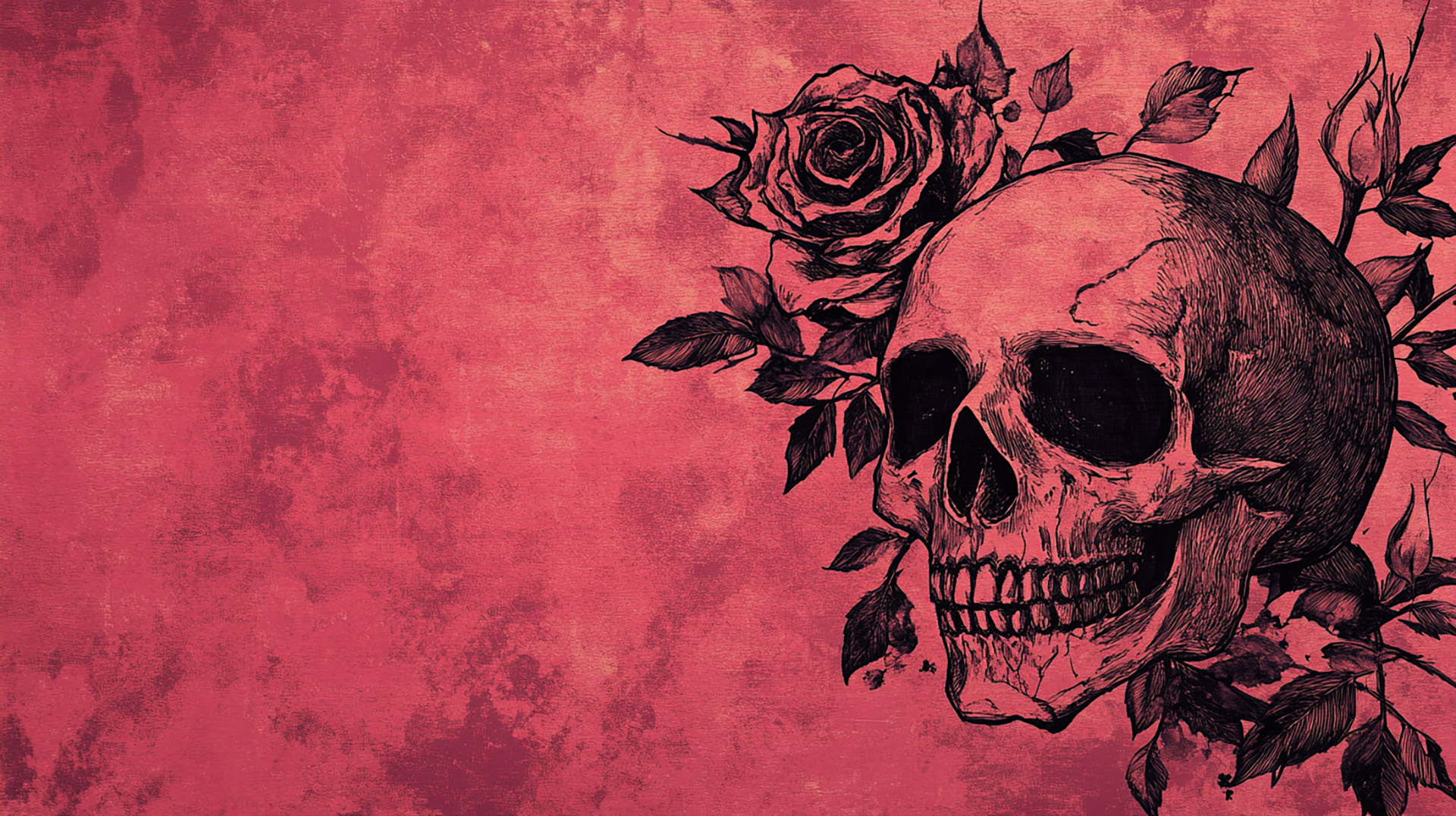 8K Resolution Skull-Rose Digital Backgrounds to Download