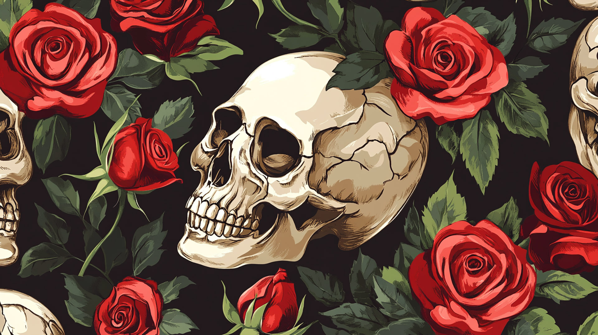 Stylish HD Pics: Skull and Roses Theme