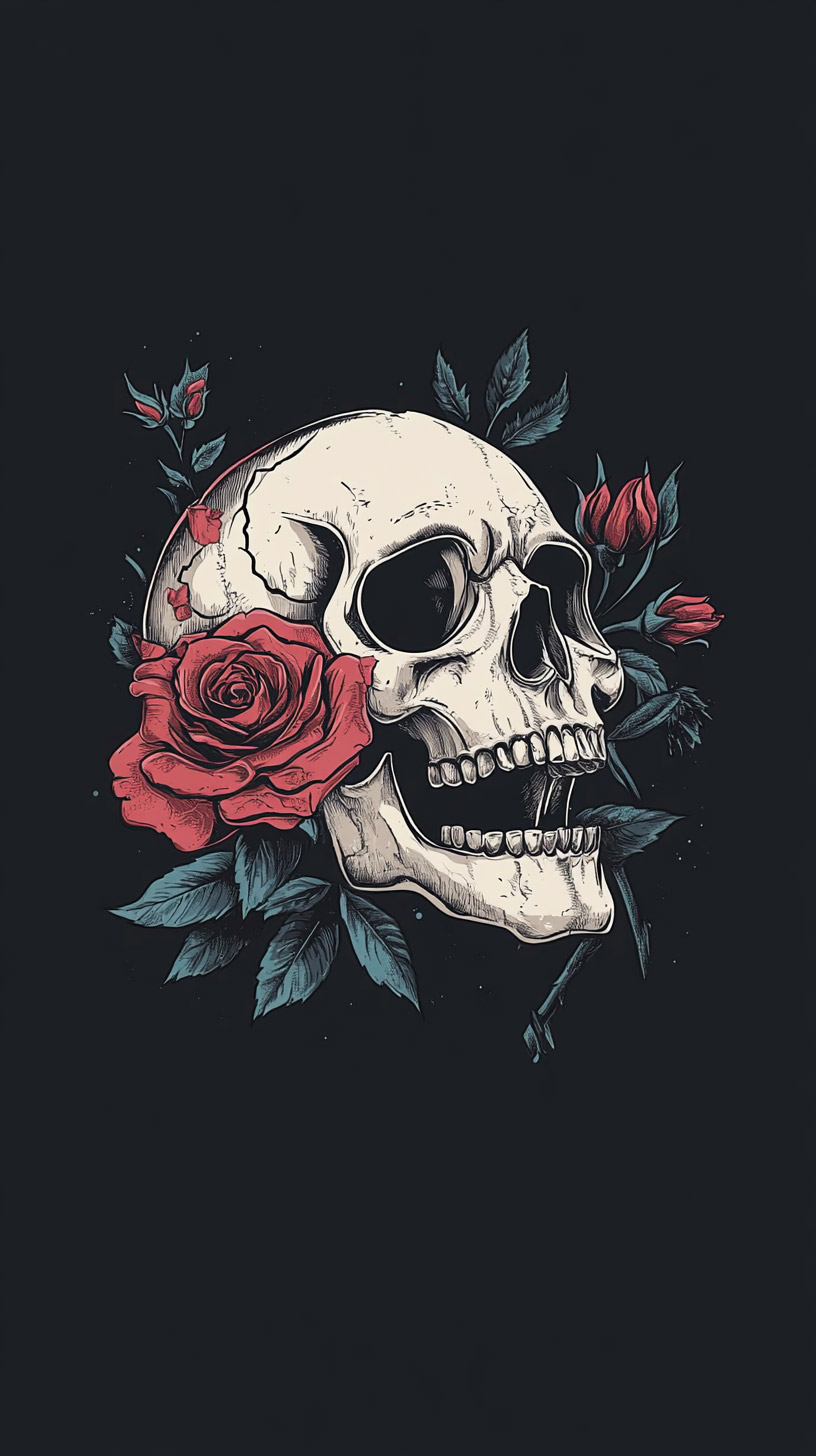 Unique Skull-Rose Wallpaper for Android Phones