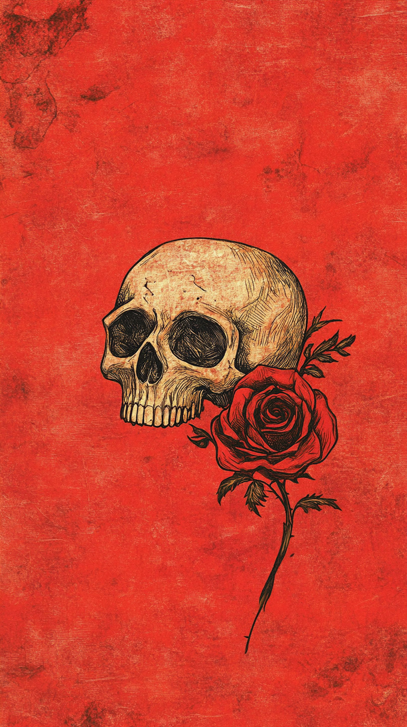 Eye-catching Skull and Rose Picture for iPhone