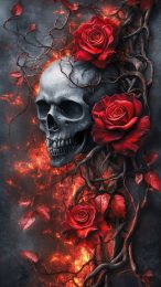 Gothic Skull-Rose Wallpaper for Stylish Phone Users