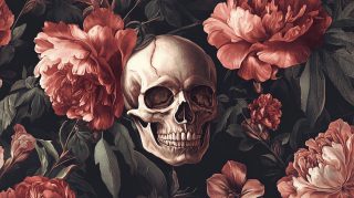 Stunning Skulls and Flowers HD Wallpaper for Desktop