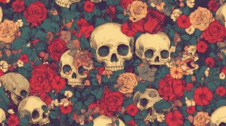 Artistic Skulls and Flowers Images: High-Resolution Wallpaper