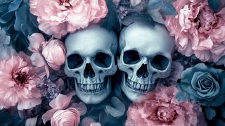 16:9 HD Wallpaper: Skulls and Flowers for Your PC