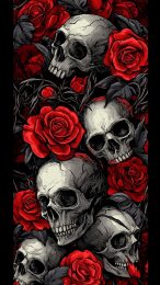 Skulls and Flowers HD Mobile Wallpaper for iPhone