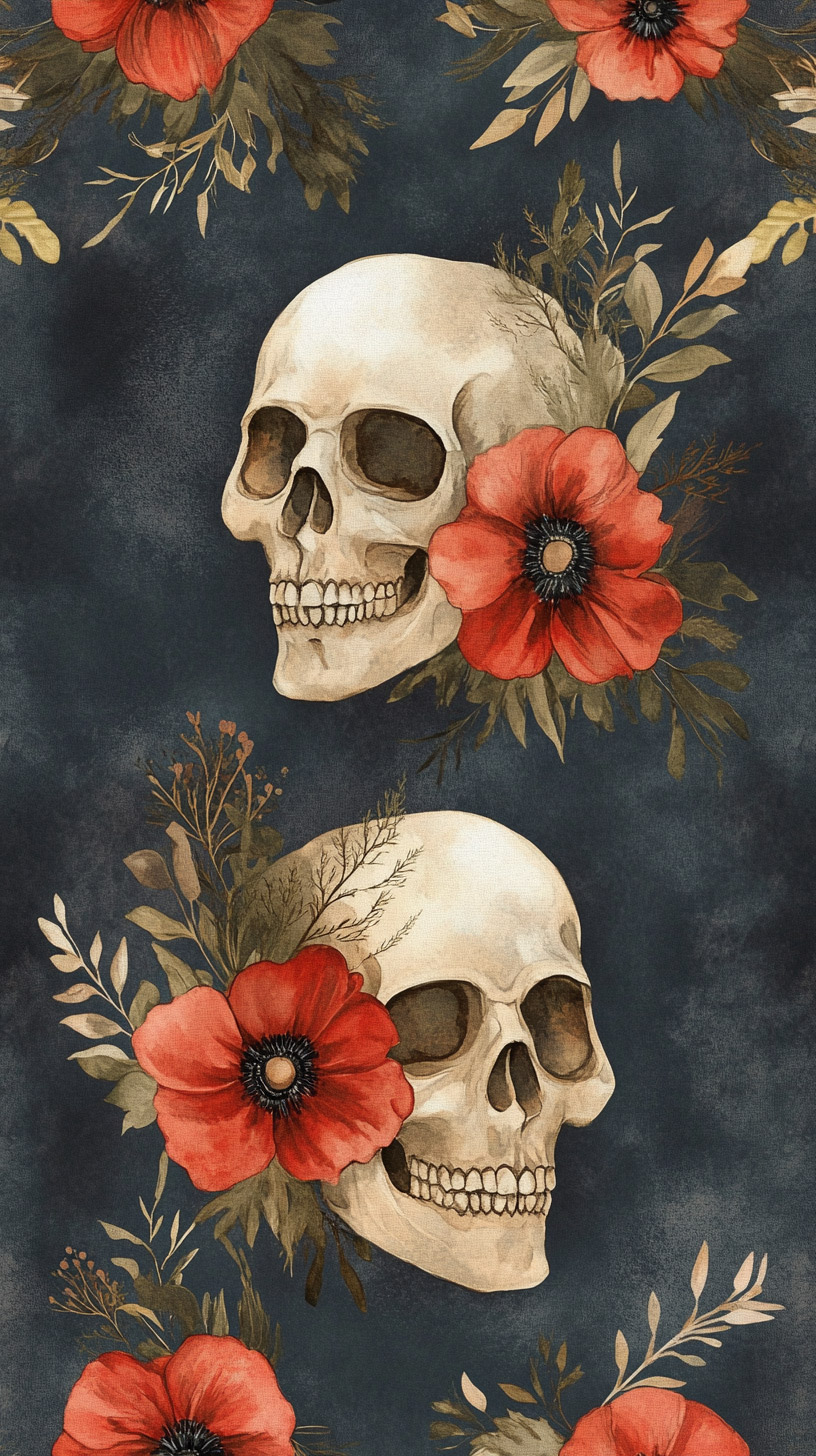 Aesthetic Skulls and Flowers Pictures for Mobile Devices