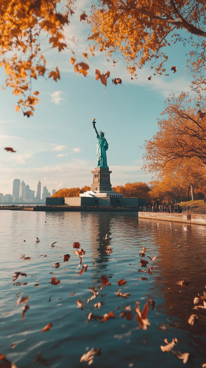 Free AI-Generated Statue of Liberty Digital Background