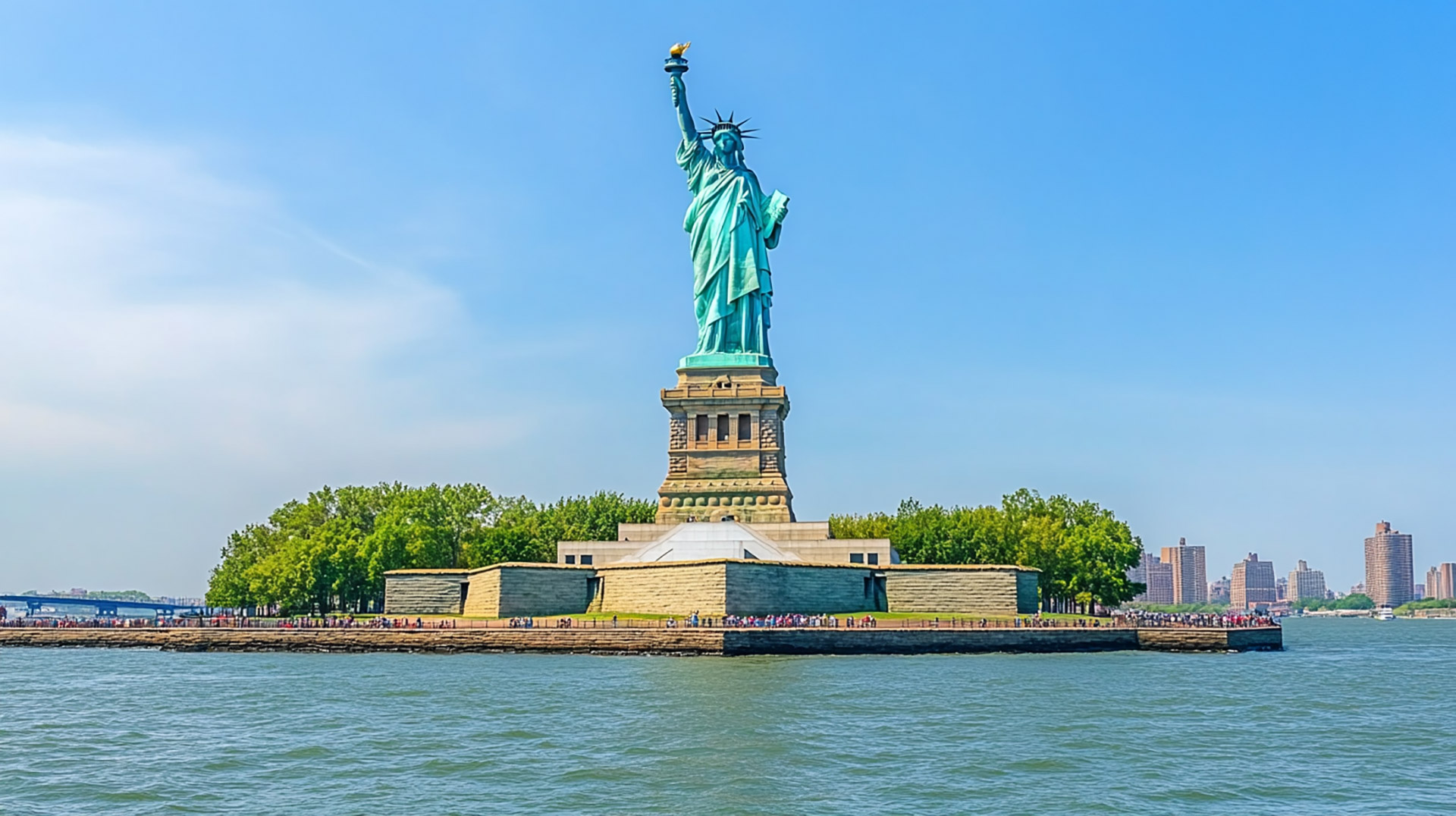 Digital Background featuring the Iconic Statue of Liberty