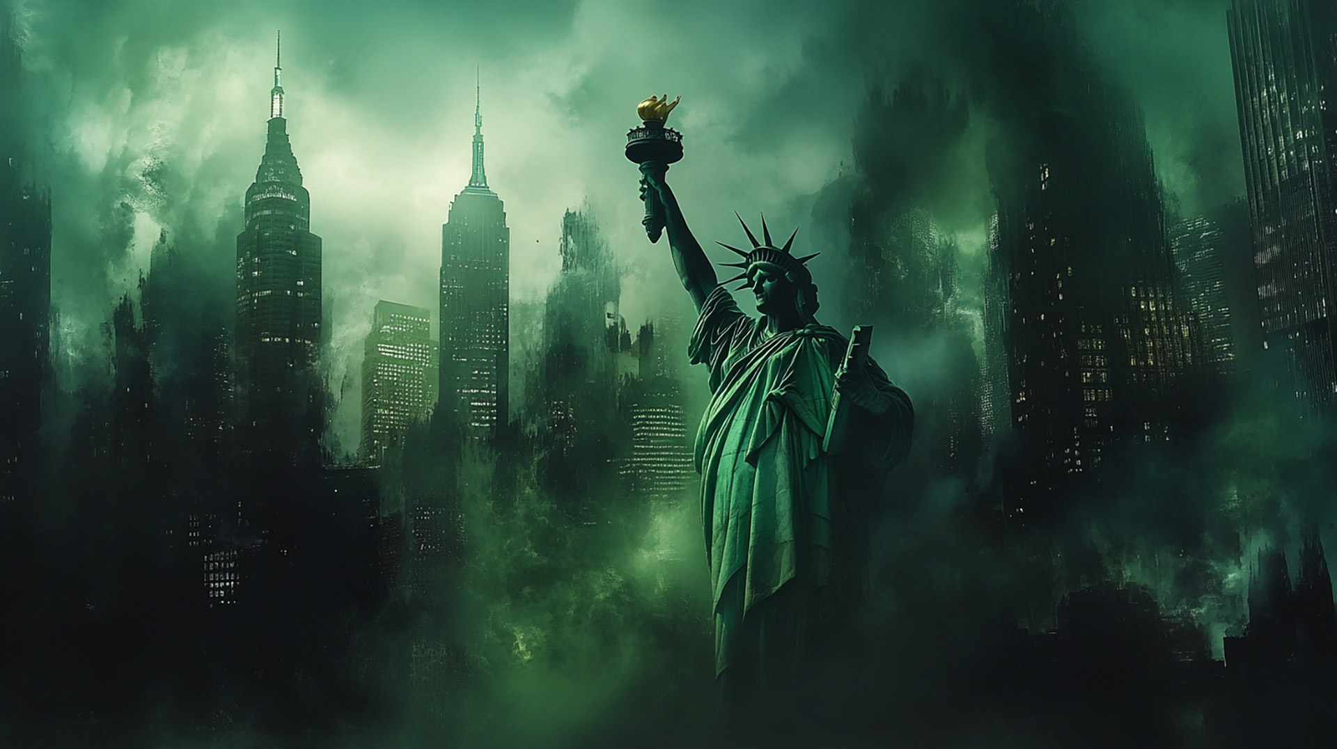 Stunning AI Wallpaper of Statue of Liberty at Night