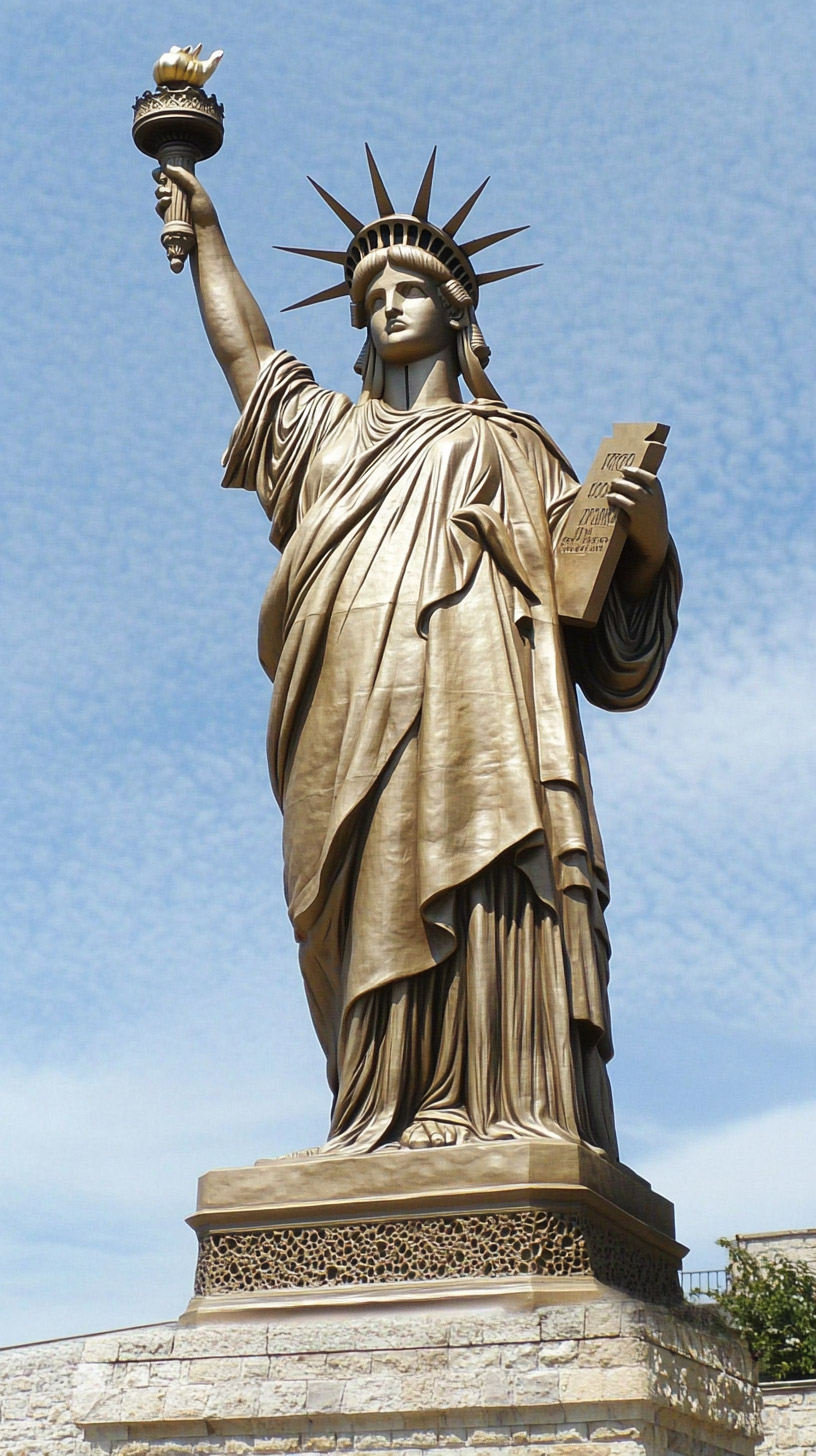 Beautiful Digital Background of Statue of Liberty at Night