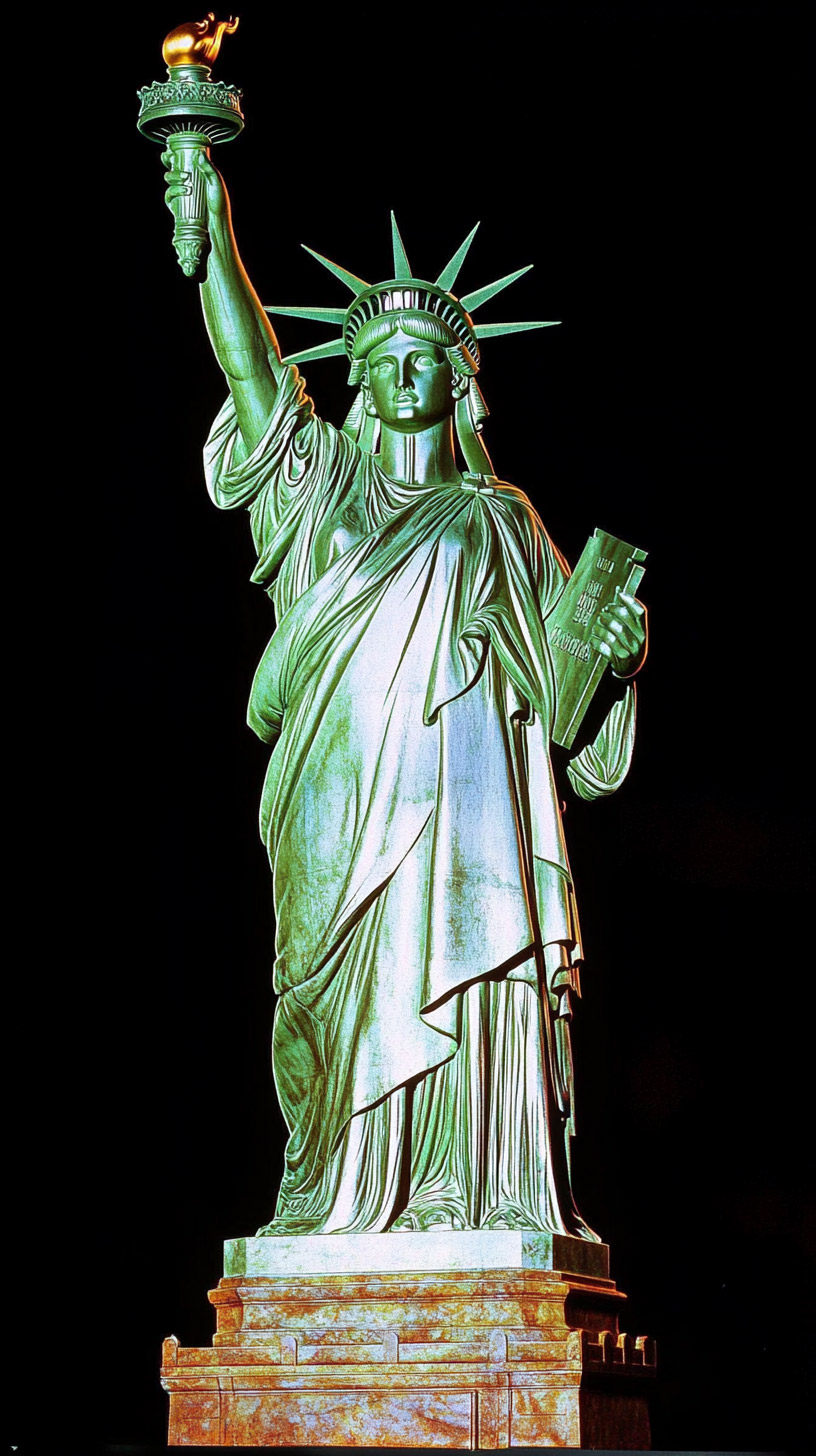 Captivating Nighttime Image of Statue of Liberty for iPhone