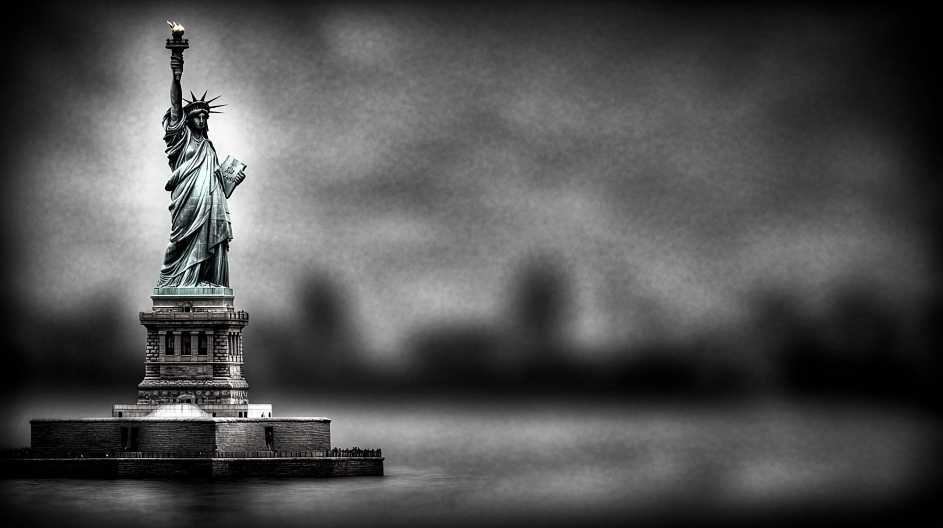 Elegant Black and White Statue of Liberty HD Pics