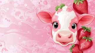 Pastel Pink Cow HD Wallpaper for a Cozy Desktop