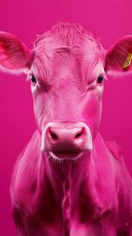 Strawberry Pink Cow Phone Wallpaper for iPhone