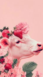 HD Digital Background: Strawberry Pink Cow Image