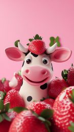 Download Free Strawberry Pink Cow Mobile Wallpaper