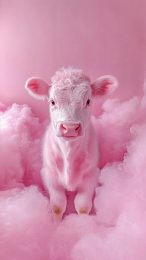 Cute Strawberry Pink Cow Wallpaper for Android Phones