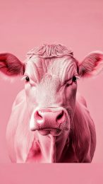 Vibrant Strawberry Pink Cow Mobile Background for Cellphones