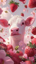 Strawberry Pink Cow Picture: Perfect for Your Device