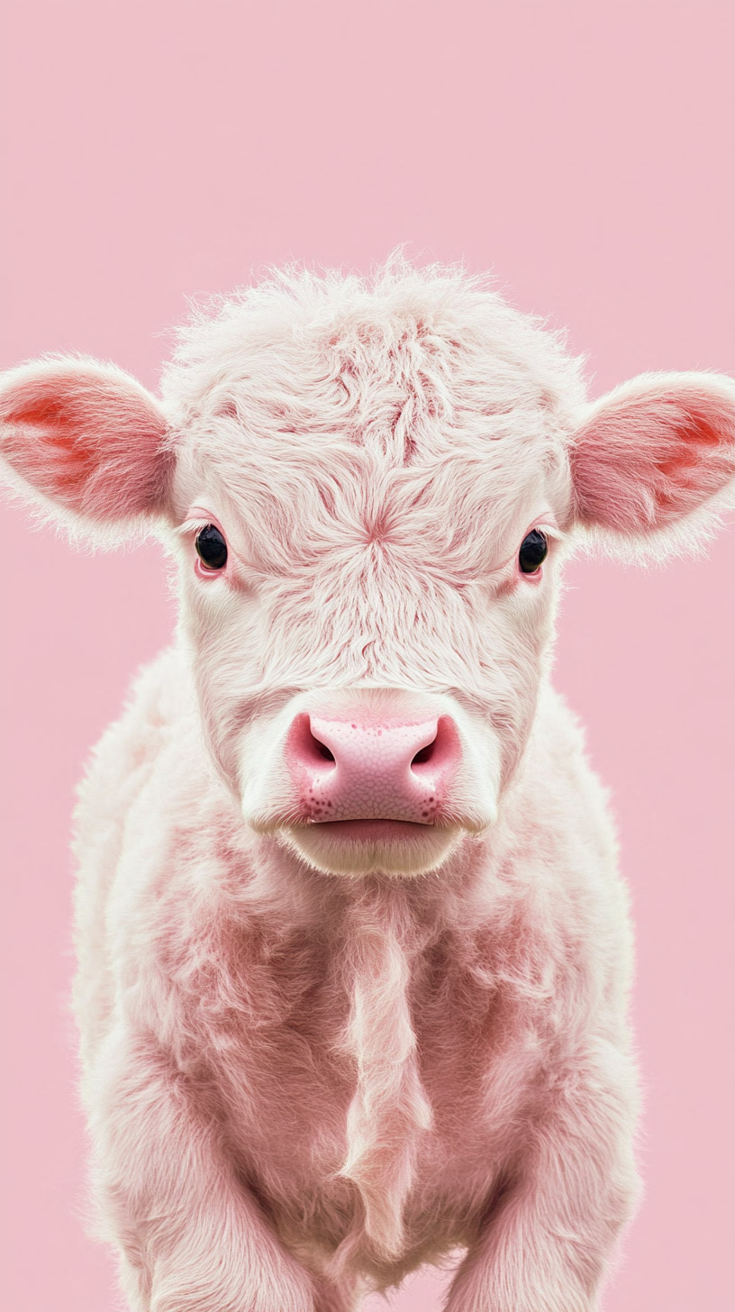 Stylish Strawberry Pink Cow Wallpaper for Smartphones