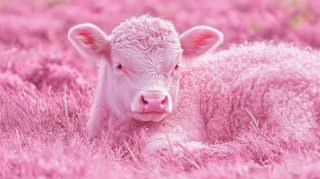 Stunning Strawberry-Pink Cow Wallpaper for Desktop Background