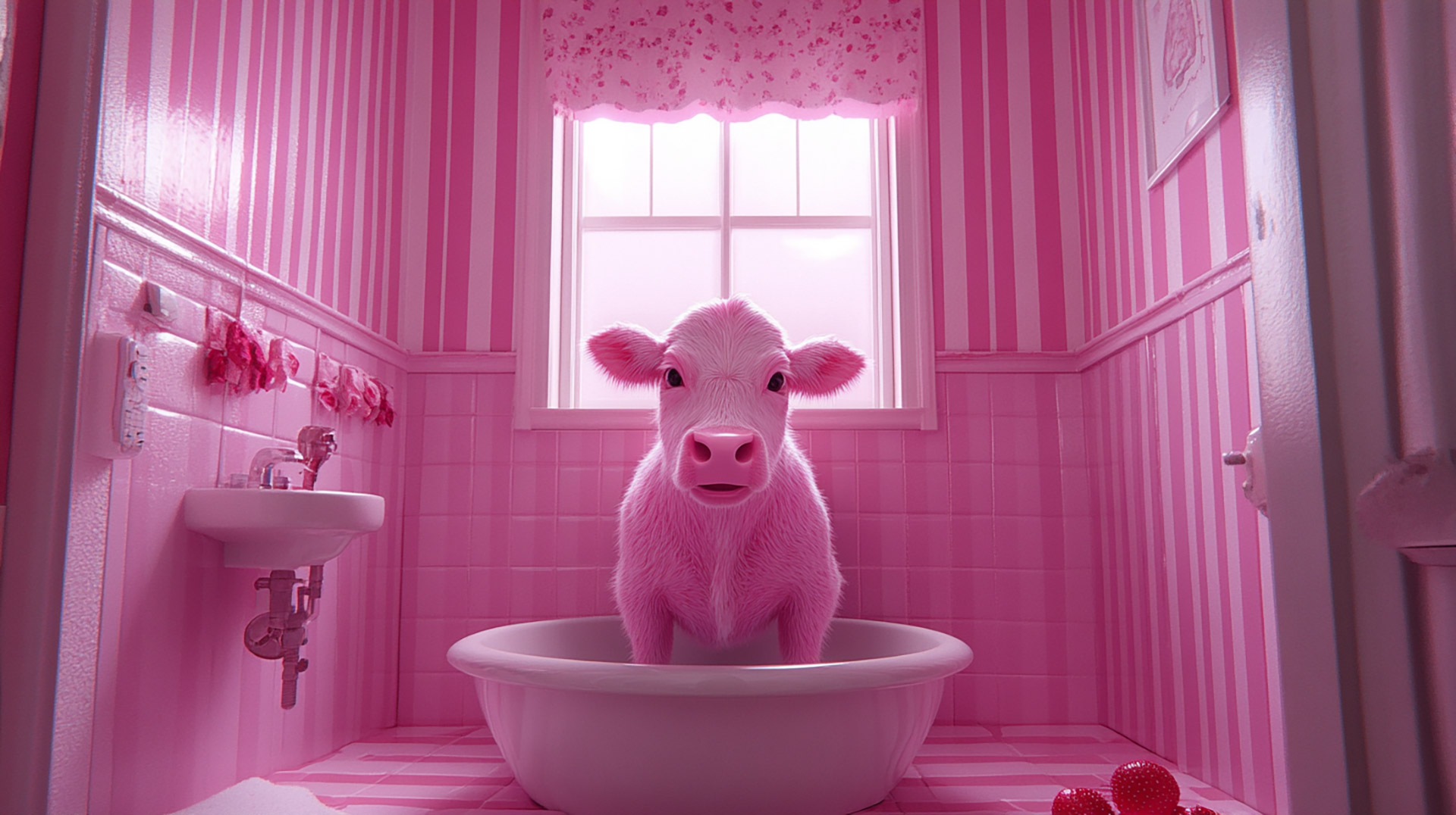 Free Ultra HD Strawberry-Pink Cow HD Wallpaper Downloads