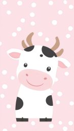 Cute Pink Cow Strawberry Milk Mobile Wallpaper for iPhone