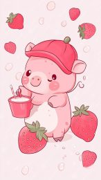 Vibrant Strawberry Milk Digital Background for iPhone Users