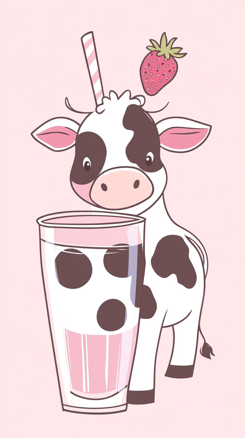 HD Strawberry Milk Cow Mobile Wallpaper for Every User