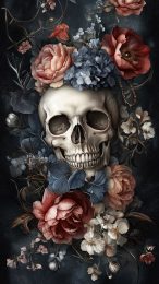 Download Free Surreal Flowers and Skulls Image for iPhone