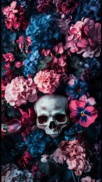 Unique Surreal Flowers and Skulls Picture for Mobile Phones