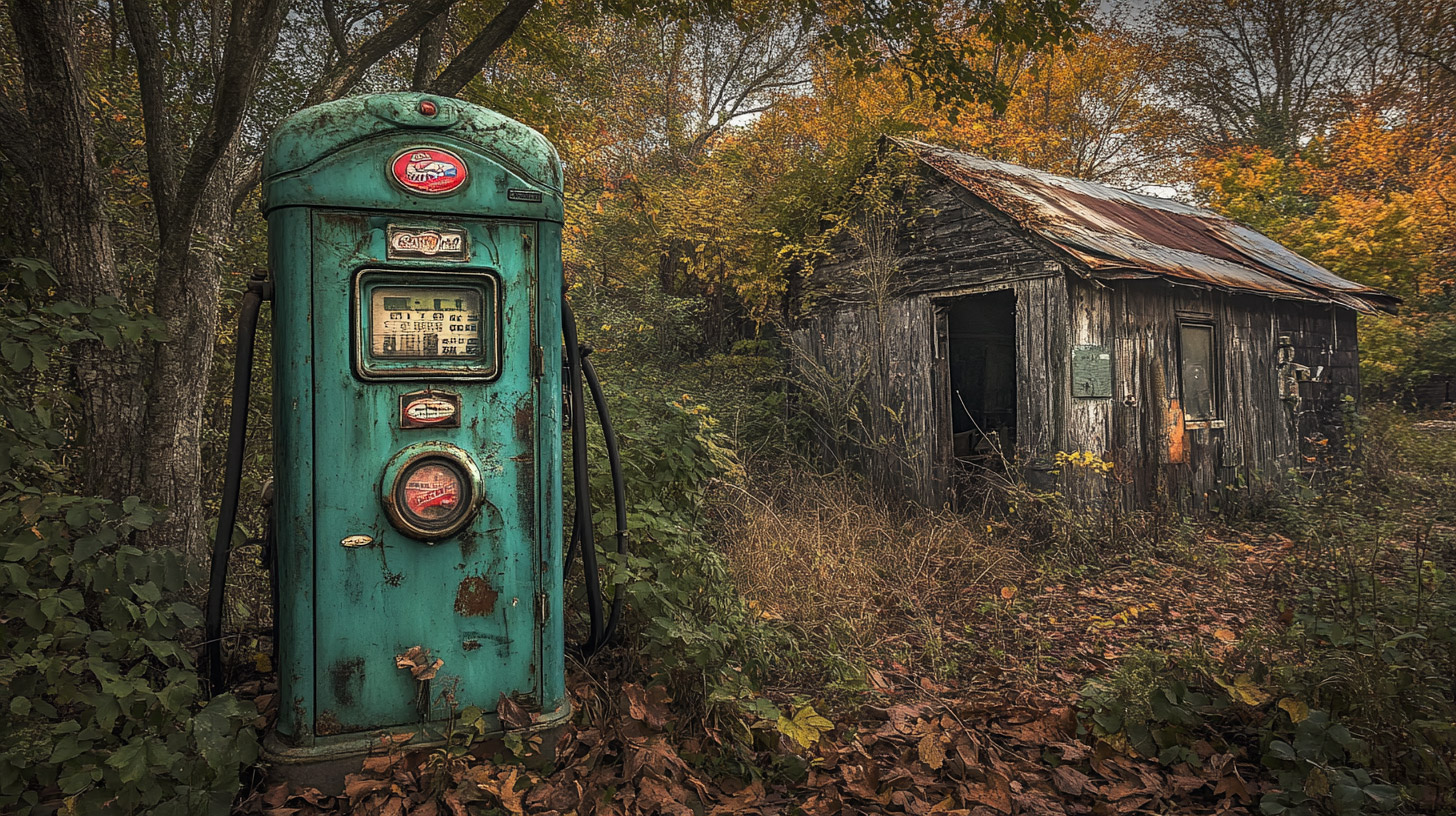 Vintage Gas Station AI Wallpaper for HD Desktop Background