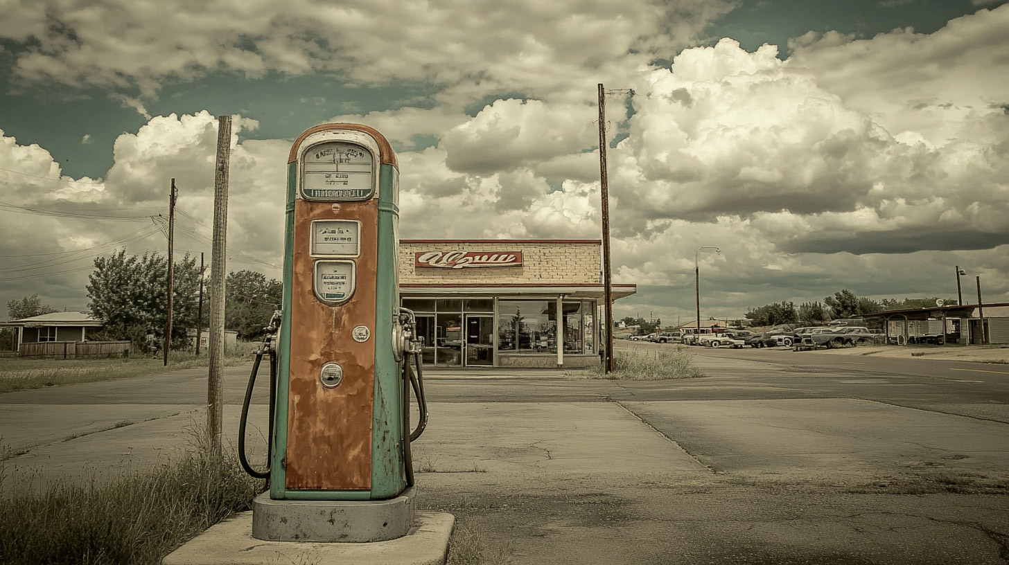 AI-Generated Vintage Gas Station Wallpapers for Free Download