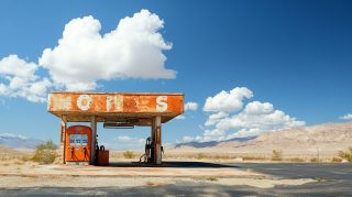 Vintage Gas Station Image in 16:9 Ultra HD Format