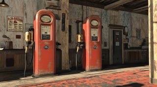 Stunning Vintage Gas Station Digital Background HD Pics