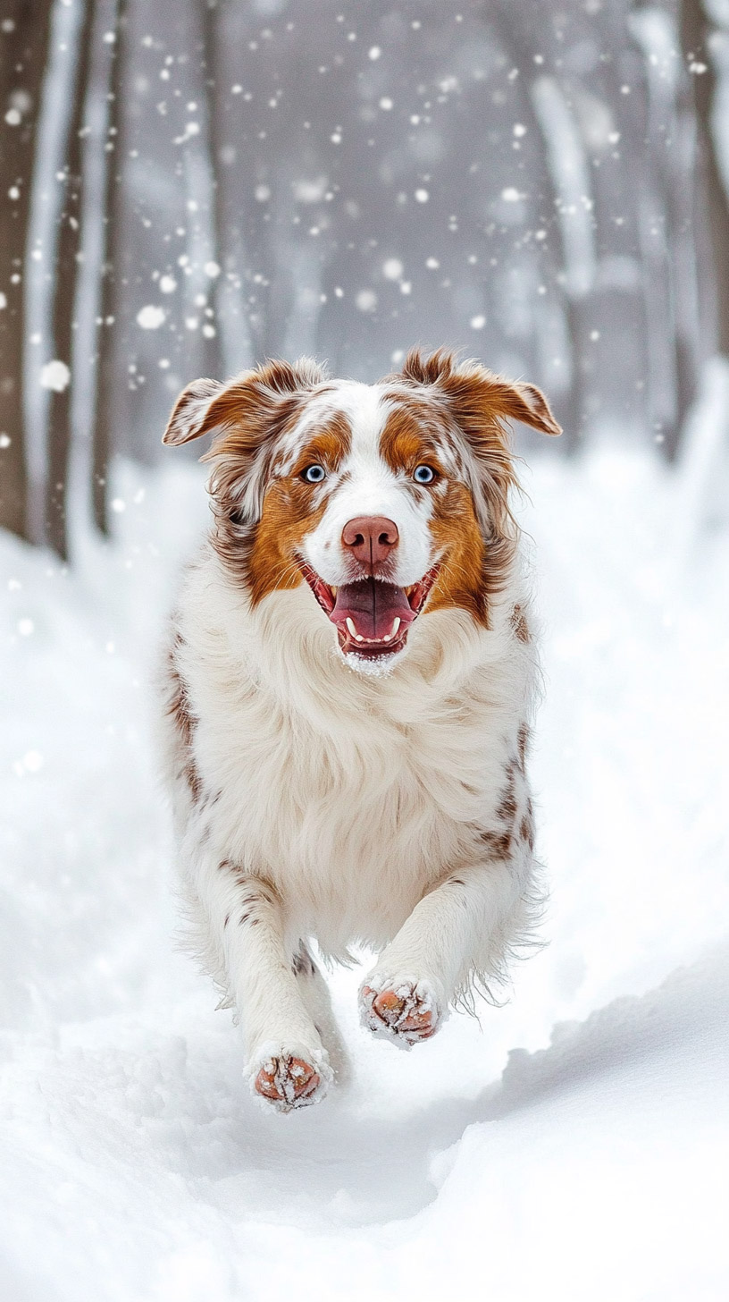 Free HD Images of Winter Australian Shepherds for iPhone